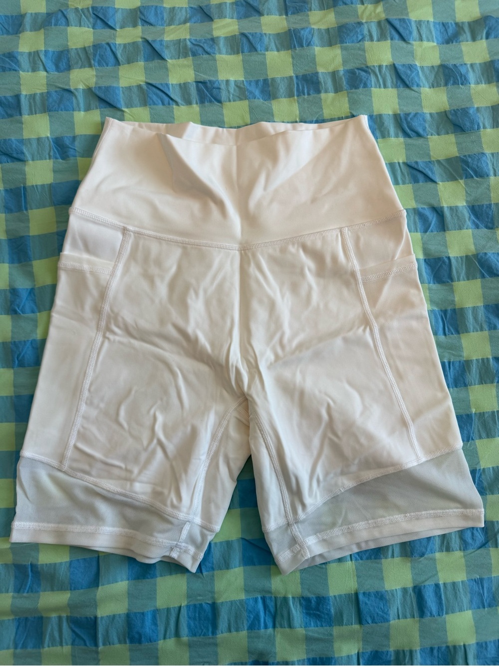 aerie High-Rise White Athletic Biker Shorts